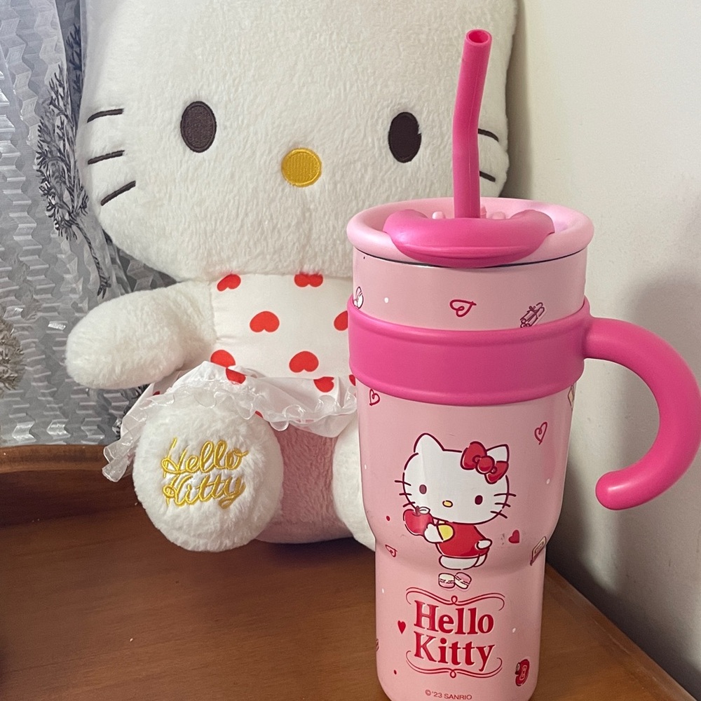 Hello Kitty Pink Tumbler and plush